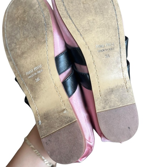 Authentic Miu Miu Pink Satin Ballet Ballerina Flats Slip Ons - Picture 6 of 15